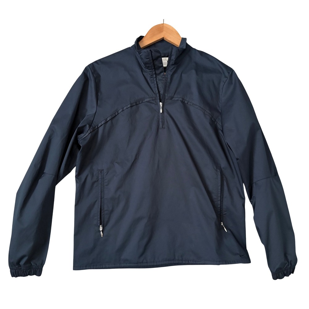 Nike Golf Womens Navy Blue Quarter Zip Windbreaker Jacket Small S 4-6 Mock Neck